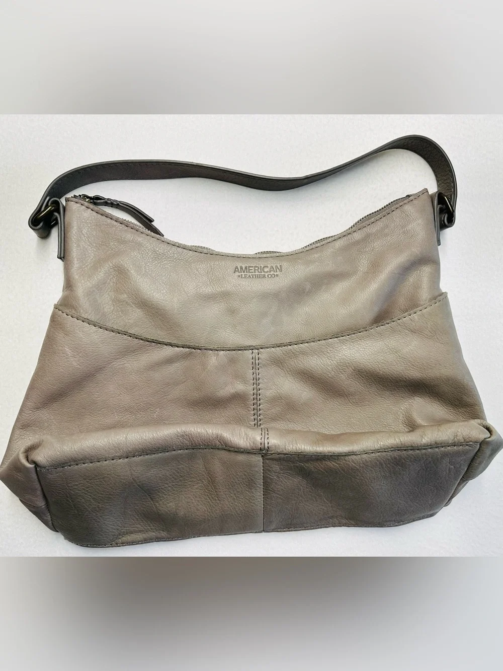 American Leather Co Gray Shoulder Bag • Soft Leather Hobo Tote